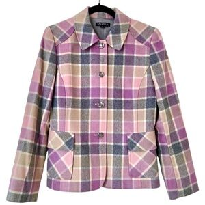 Tahari plaid pastel jacket